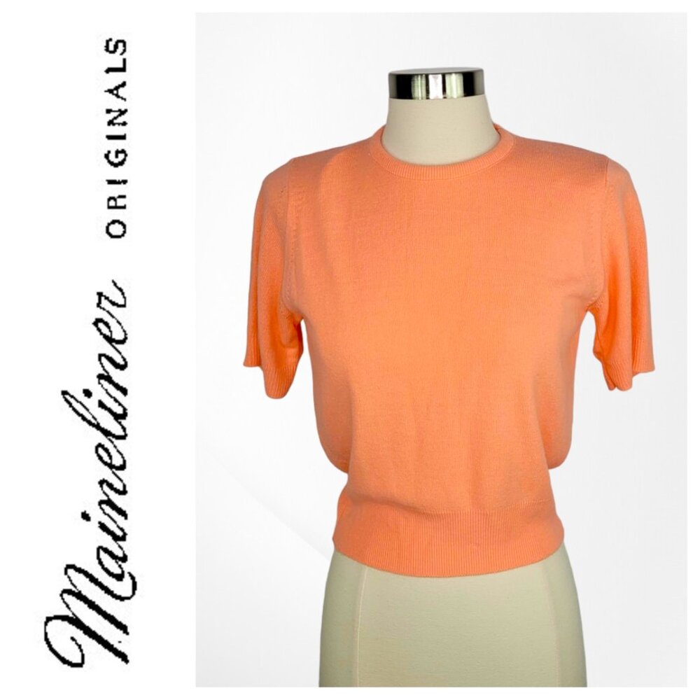 70s MAINELINER ORIGINAL Coral Layering Sweater Pill Resistant Orlon Sz XS